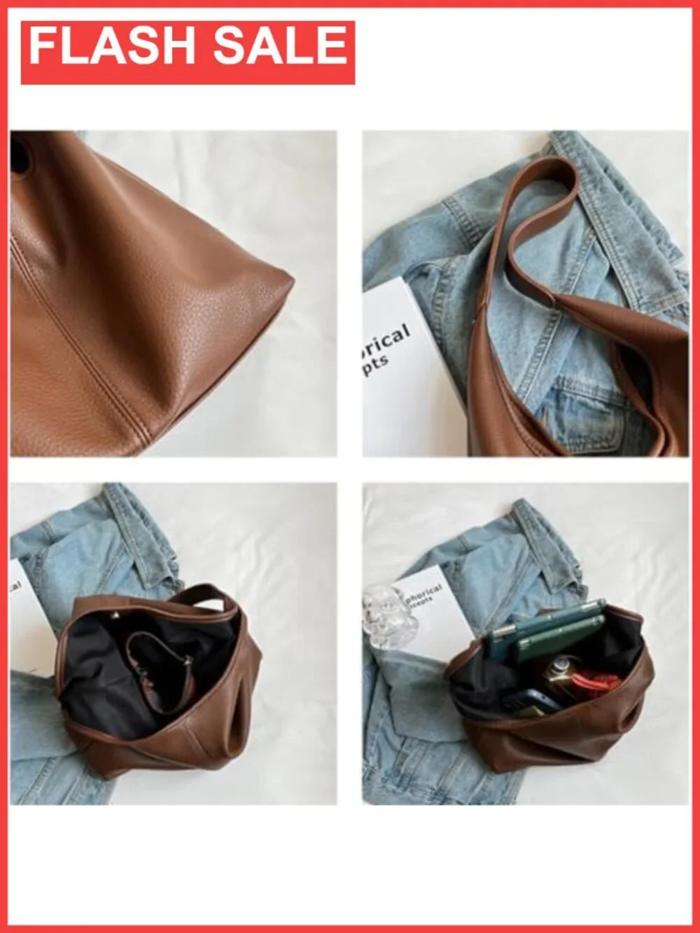 Women's Retro PU Leather Hobo Bag Set Soft Large Tote Crossbody Shoulder Purse
